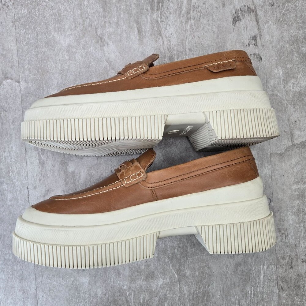 Sperry Women's Tan Platform Penny Loafers - Picture 6 of 11
